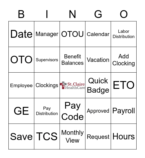 Payroll Bingo Card