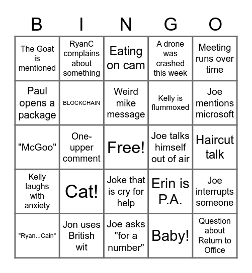 Bango Fridays! Bingo Card