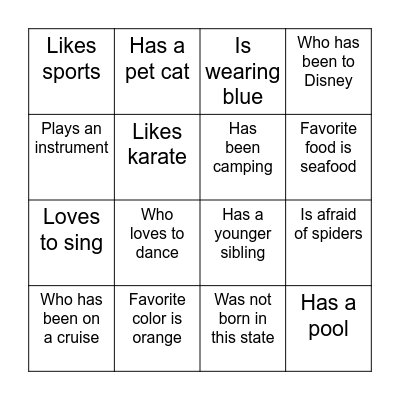 Find Someone Who..... Bingo Card