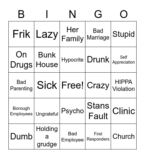 Deb gossip Bingo Card