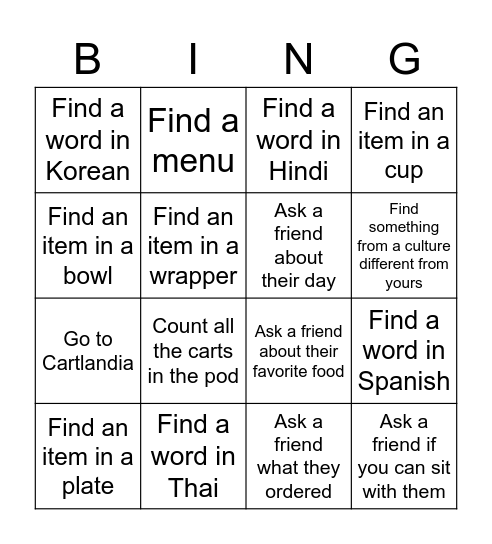 Cartlandia Bingo Card