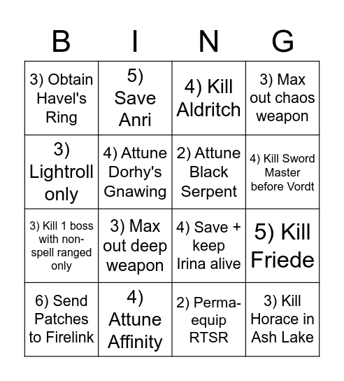 Durk Suols 3 Buango Bingo Card