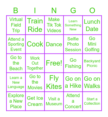 Father/Daughter BINGO Card