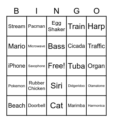 Sound Bingo Card