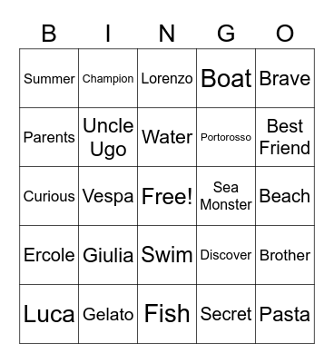 Luca Bingo Card