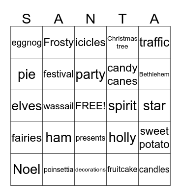 CHRISTMAS BINGO Card