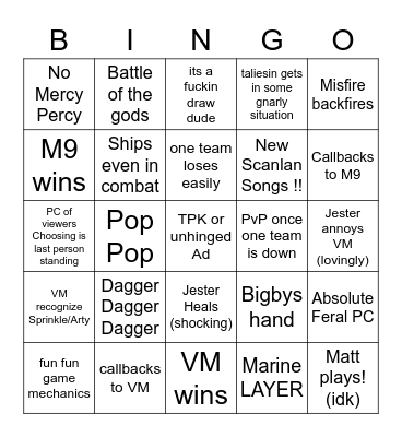 VM v. M9 who will win? Bingo Card