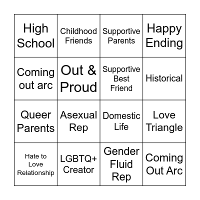 PRIDE BINGO Card