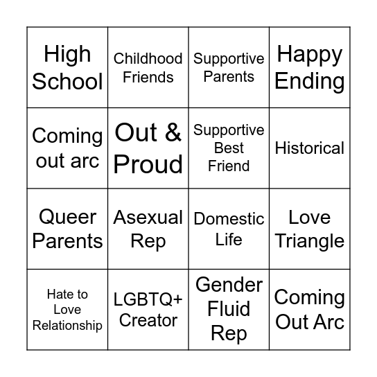 PRIDE BINGO Card