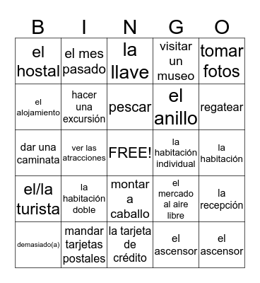 Cuéntame de tus vacaciones Bingo Card