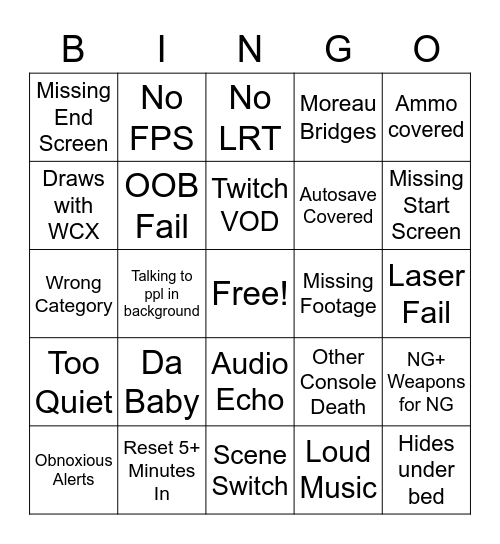 Village Verification Bingo Card