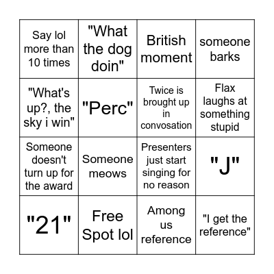 Precord Awards Bingo Card