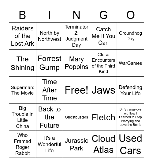 FAV MOVIE Bingo Card