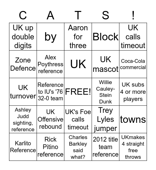 CATS! BINGO Card