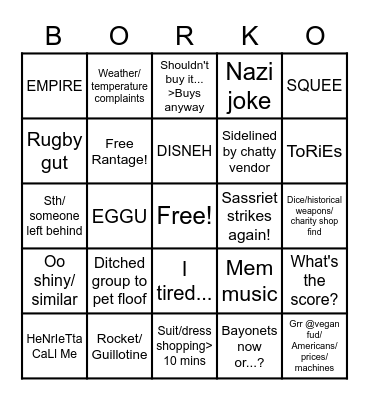 Brighton Bingles Bingo Card