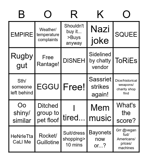 Brighton Bingles Bingo Card