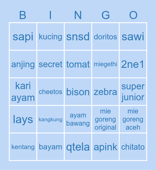NANGNI’s Bingo Card