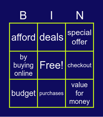 SPEND OR SAVE? Bingo Card