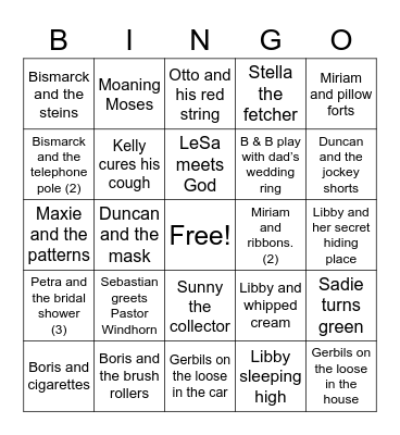 Furball Follies Bingo Card