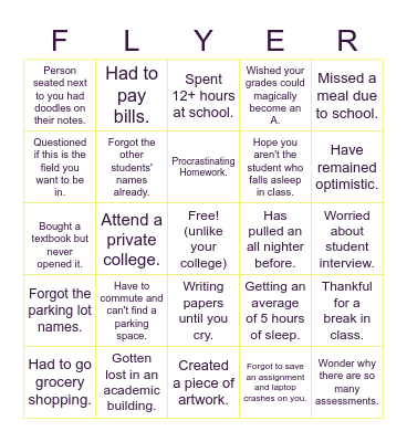 Art Therapy Bingo Card