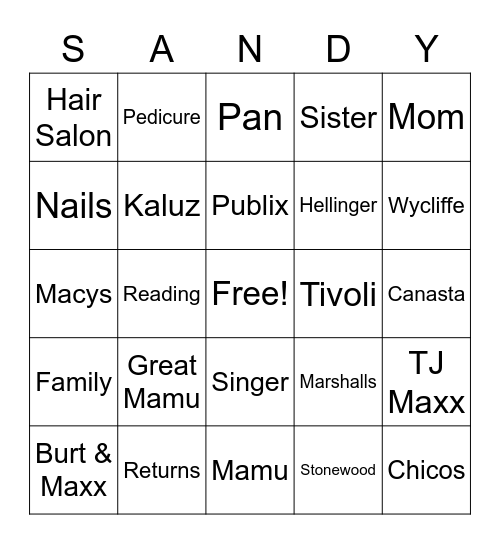 Sandy Part 3 Bingo Card