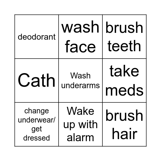 Morning Routine Bingo Card