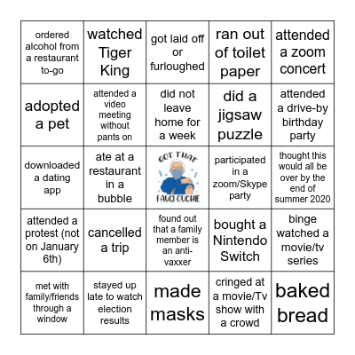 QUARANTINE BINGO Card