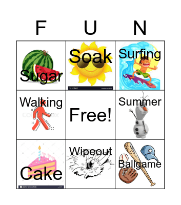 Summer Songs Fun Bingo Card