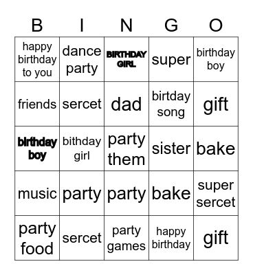 birthday bingo Card