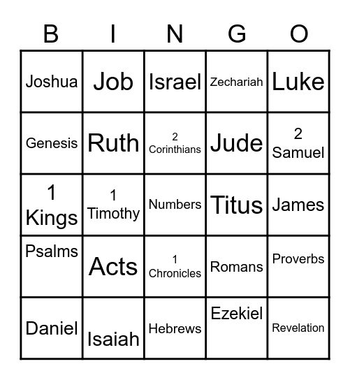 BIBLE BINGO Card