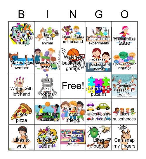 Getting To Know Me! Bingo Card