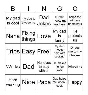 Fathers Day-2021-Texas Bingo Card