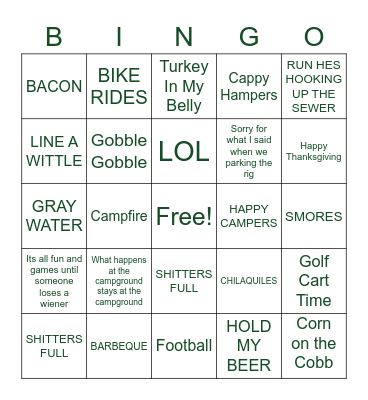 THANKSGIVING BINGO Card