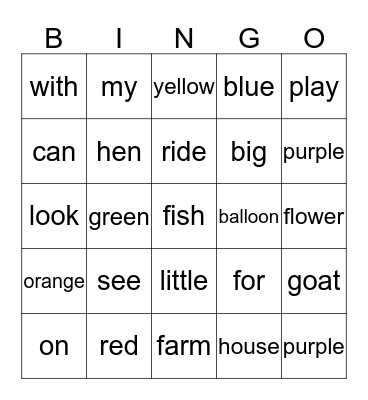 1~5 Bingo Card