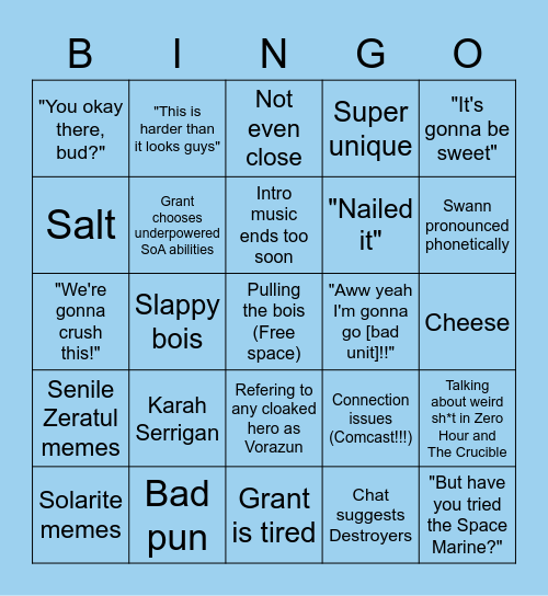 GGG Bingo Card