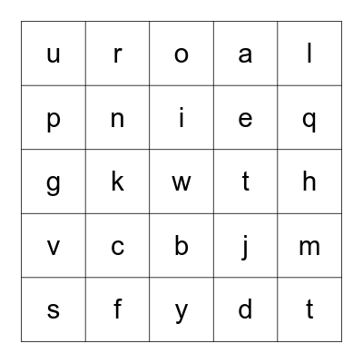 Letters and Sounds Bingo Card