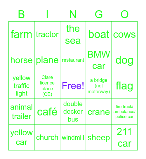 noahs Bingo Card