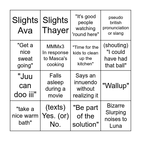 Fasca Bingo Card
