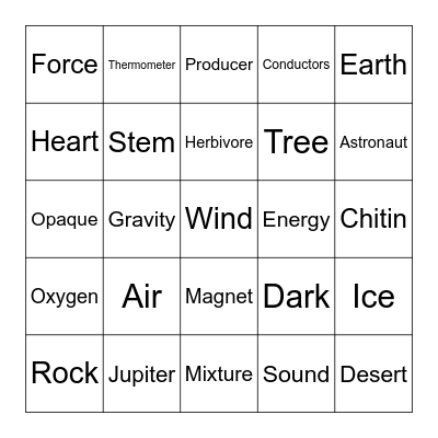 SUPER SCIENCE BINGO Card