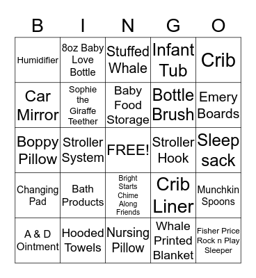Baby Angland Bingo Card