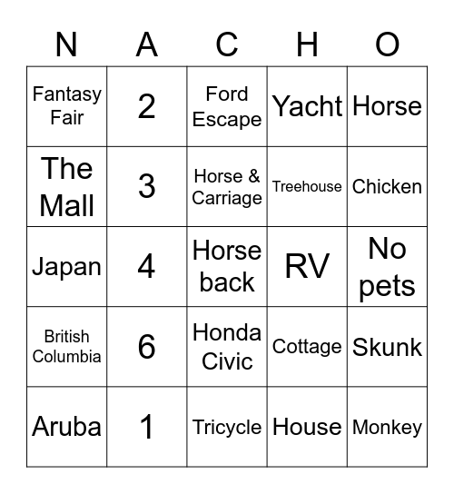 Final Fiesta Bingo Card