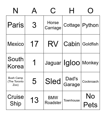Final Fiesta Bingo Card
