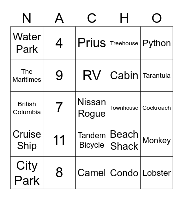 Final Fiesta Bingo Card