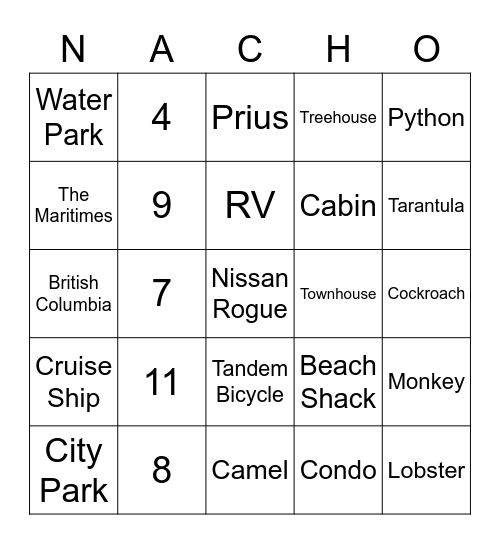 Final Fiesta Bingo Card