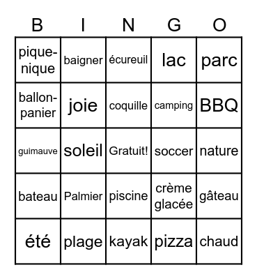 Bingo de fin d'année Bingo Card