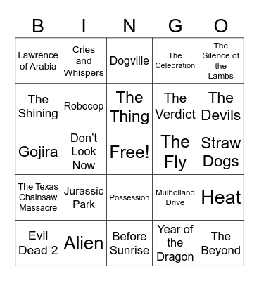 Some Favorite Movies Bingo Card