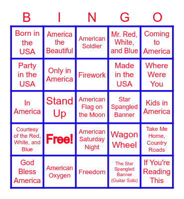 Sounds of Freedom Bingo Card