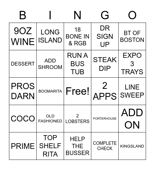 F-DAY BINGO Card