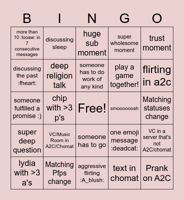 Chomat Bingo (8pl Hour Limit) Bingo Card