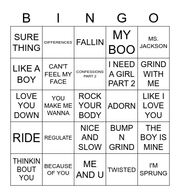 R&B Bingo Card